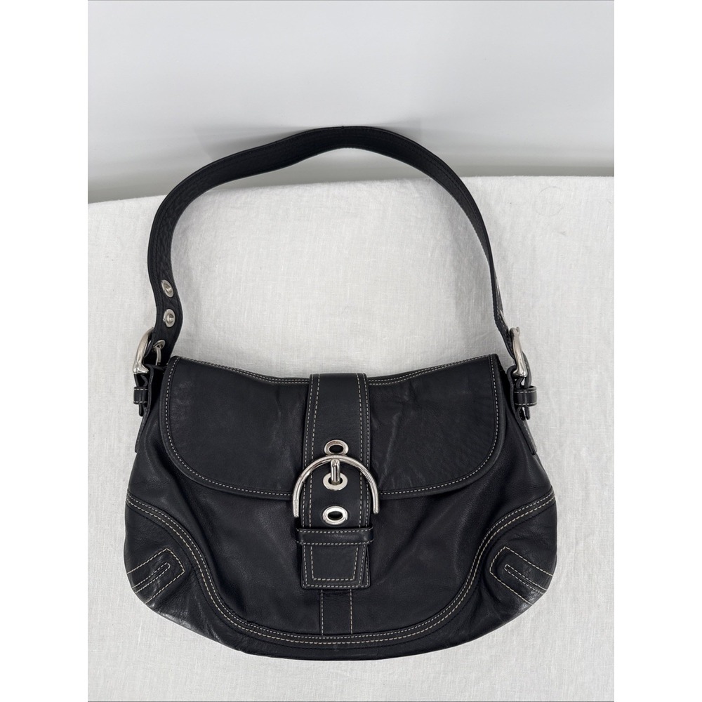 Vintage Coach Black Leather Soho Buckle Bag J0678-F10192 2000s Classic